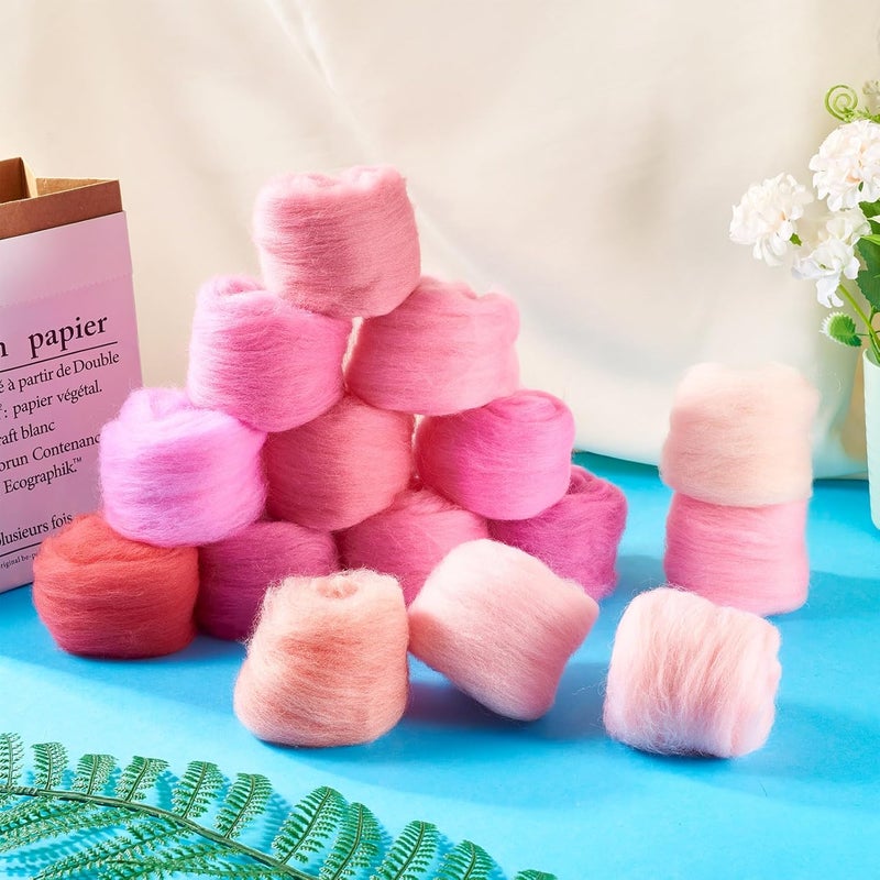 Spritewelry 75G Needle Felting Wool Pink Wool Roving for Needle Felting Multicolor Soft Spinning Wool Bulk for Felting DIY Crafts Hand Spinning Supplies - Image 4